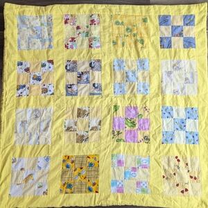 Vintage Yellow Patch Squared Baby Nursery Quilt 39inx39in